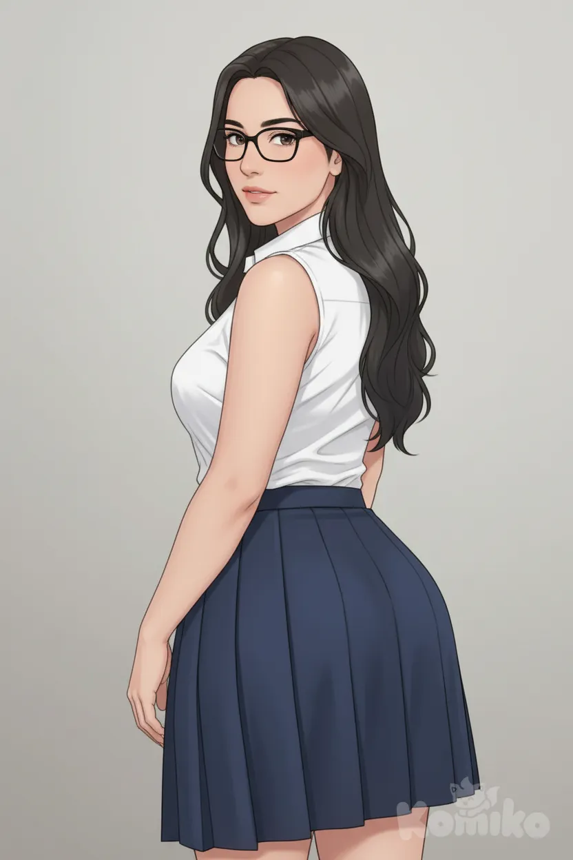 pleated skirt, sleeveless shirt