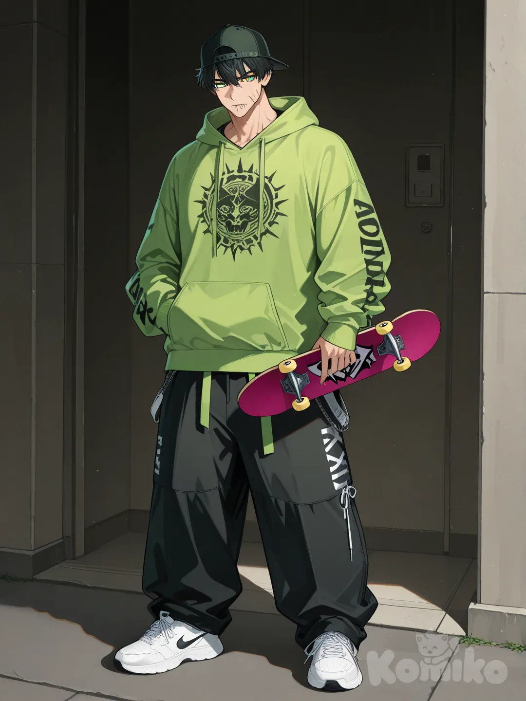 Faz o toji com roupas de skatista