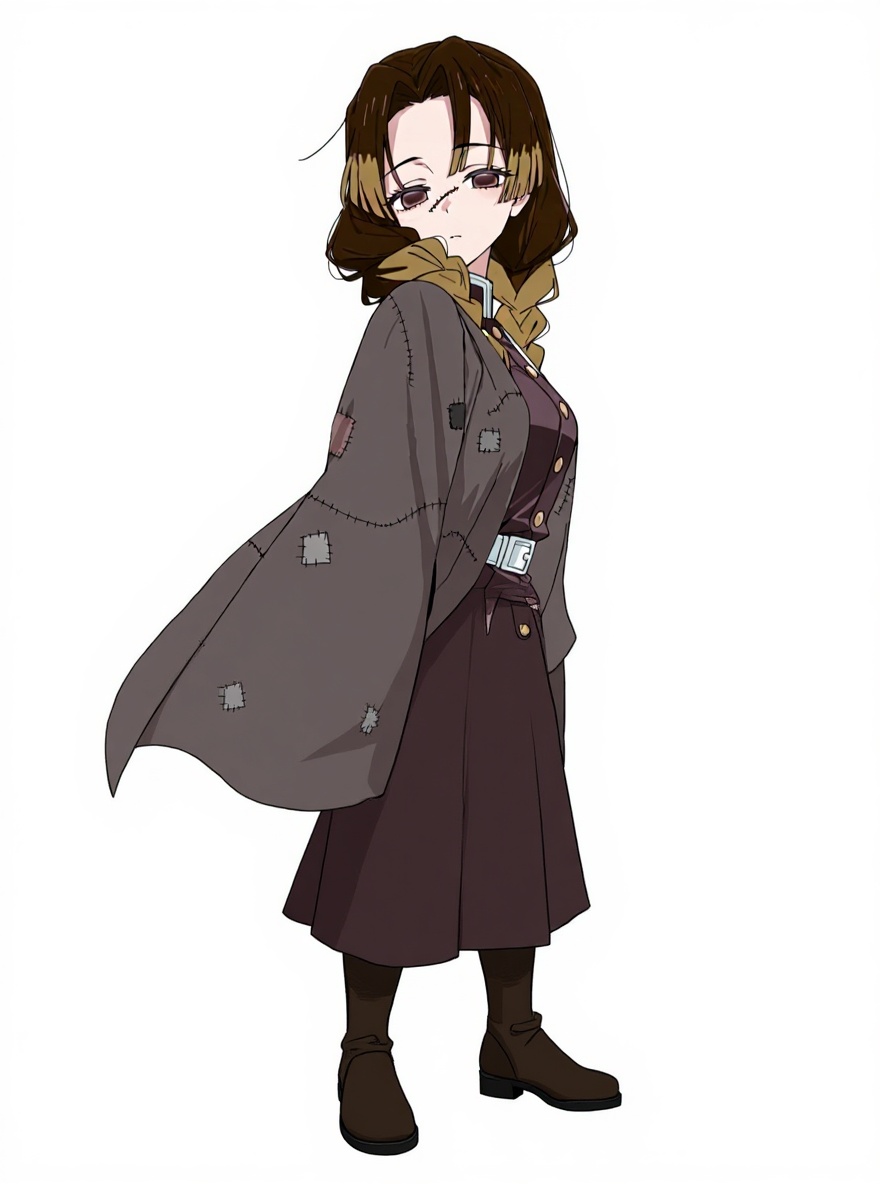 demon_slayer_style, original_character, single_character, full_body, looking_at_viewer, simple_background, white_background