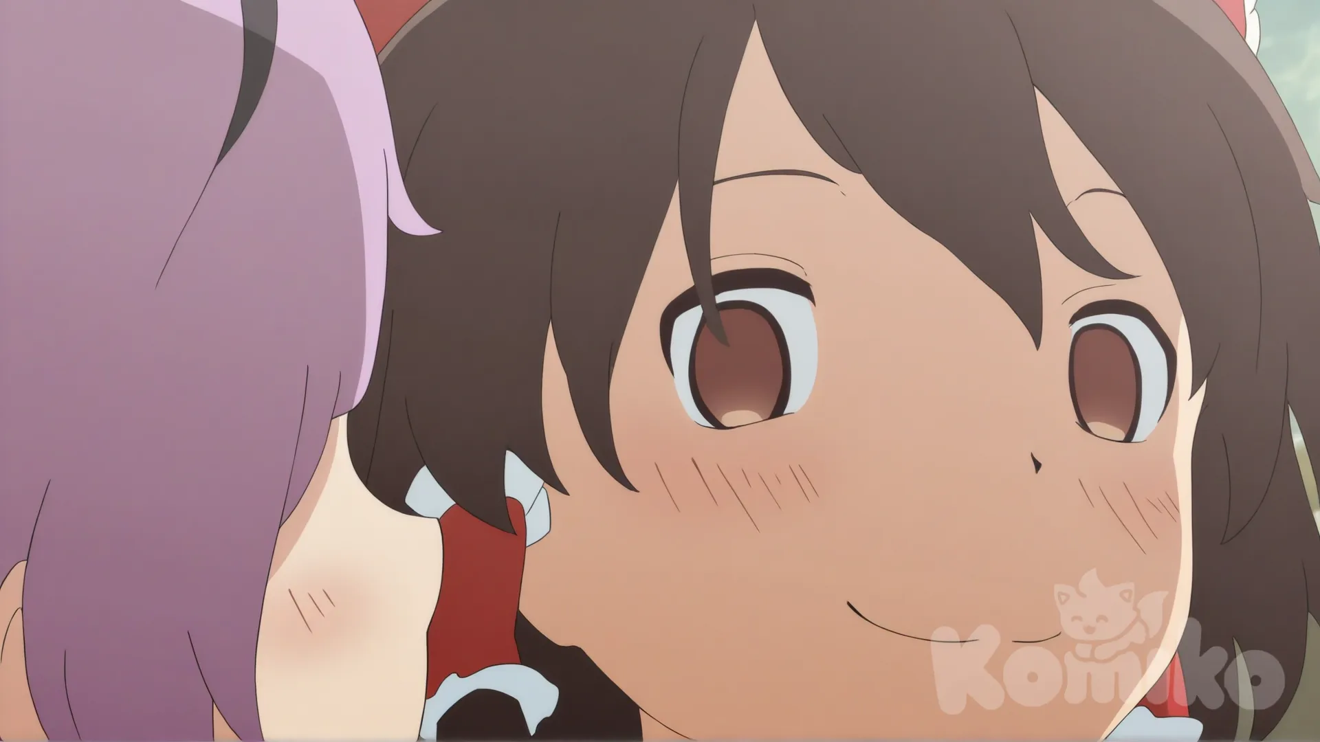 hakurei reimu, komeiji satori, 2people, blush, [flat-anime-style]