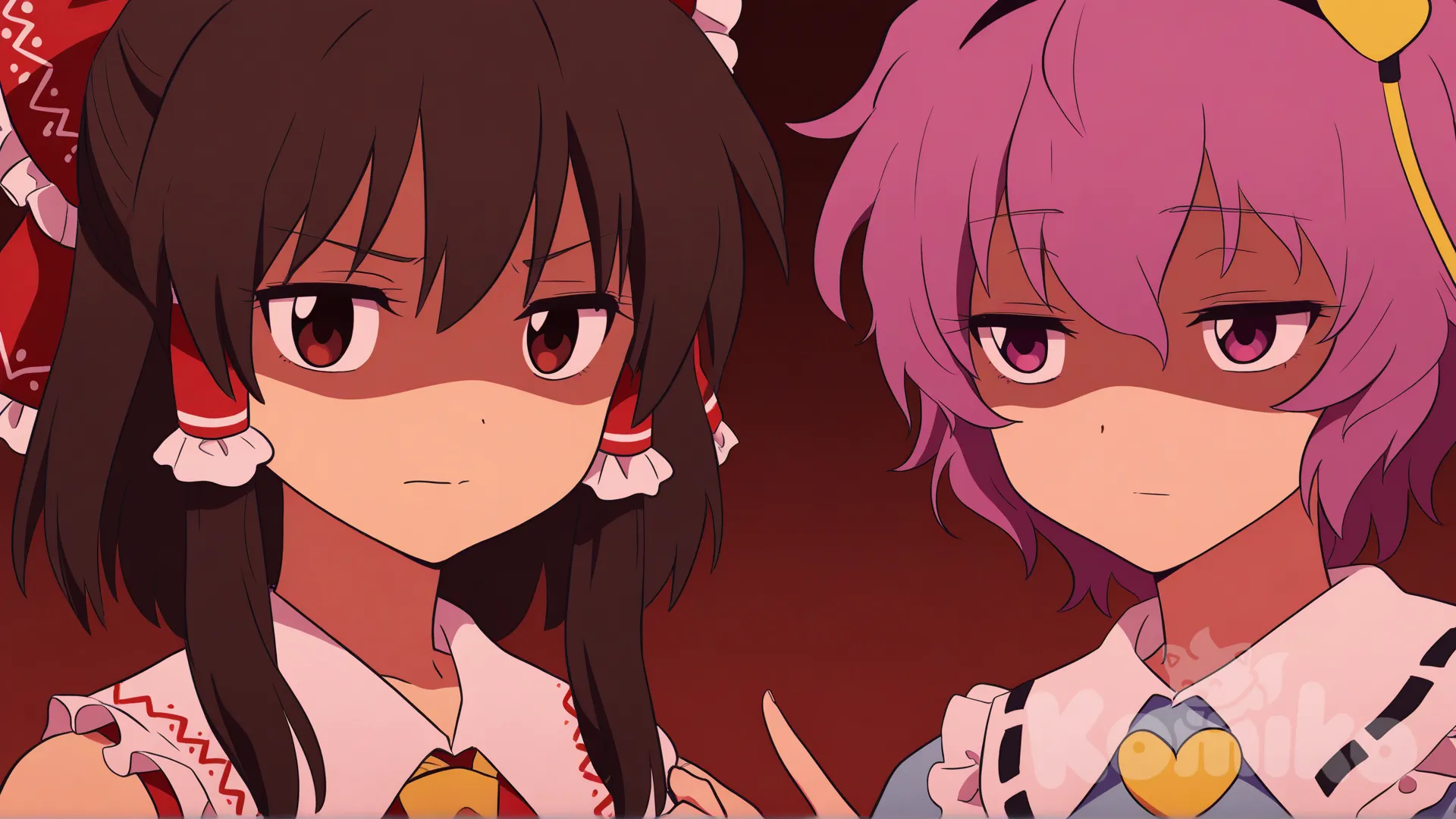 komeiji satori, hakurei reimu, 2people, [pop-anime-style]