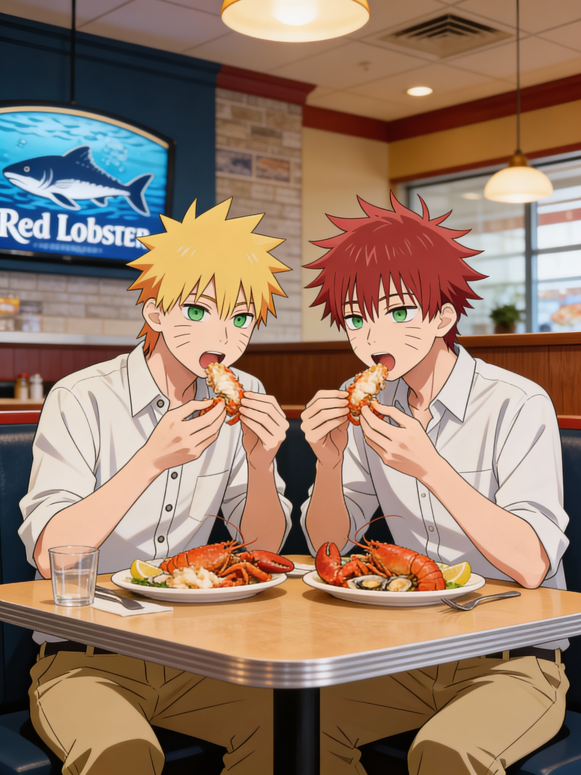 @nick-lmZh, @gavin-PQT1 bottom down shirt and khaki pants eat at red lobster