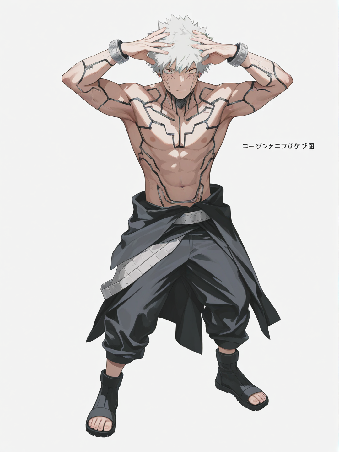 [soft-pastel-style] 1boy, superhuman, slim, short, athletic, naruto (style), marvel (style), studio ghibli (style), my hero academia (style), cyberpunk, single character, full body, looking at viewer, simple background, white background
