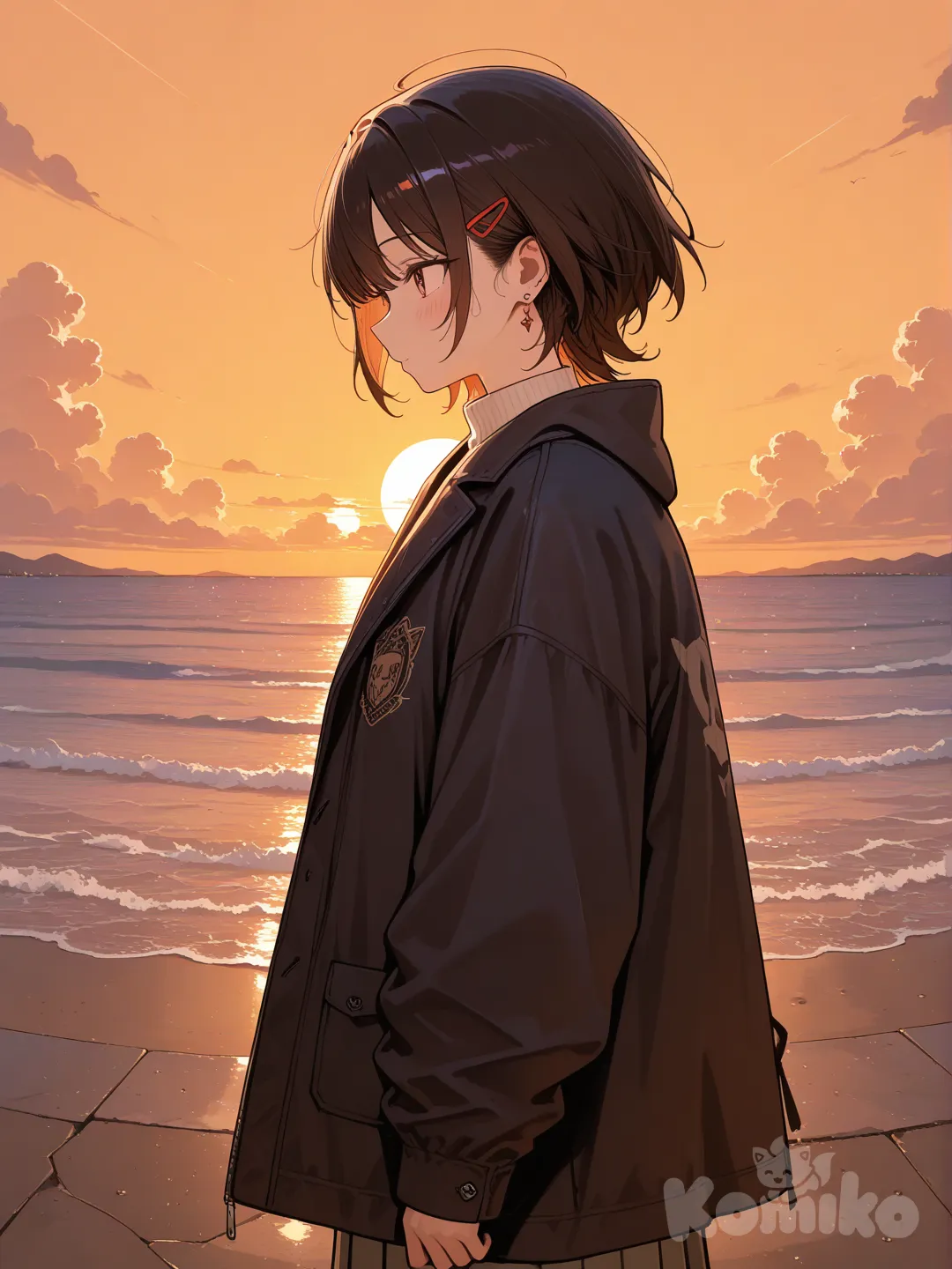 Uma pessoa vendo o por do sol