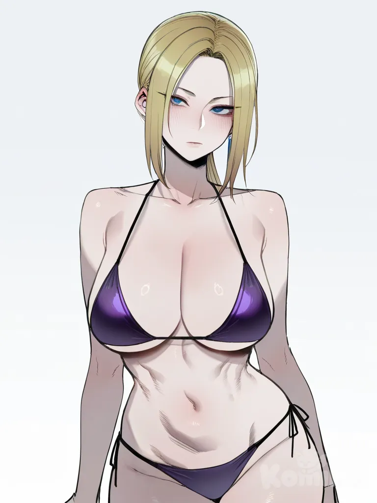 ((ratatatat74)),nina williams , white background, purple bikini