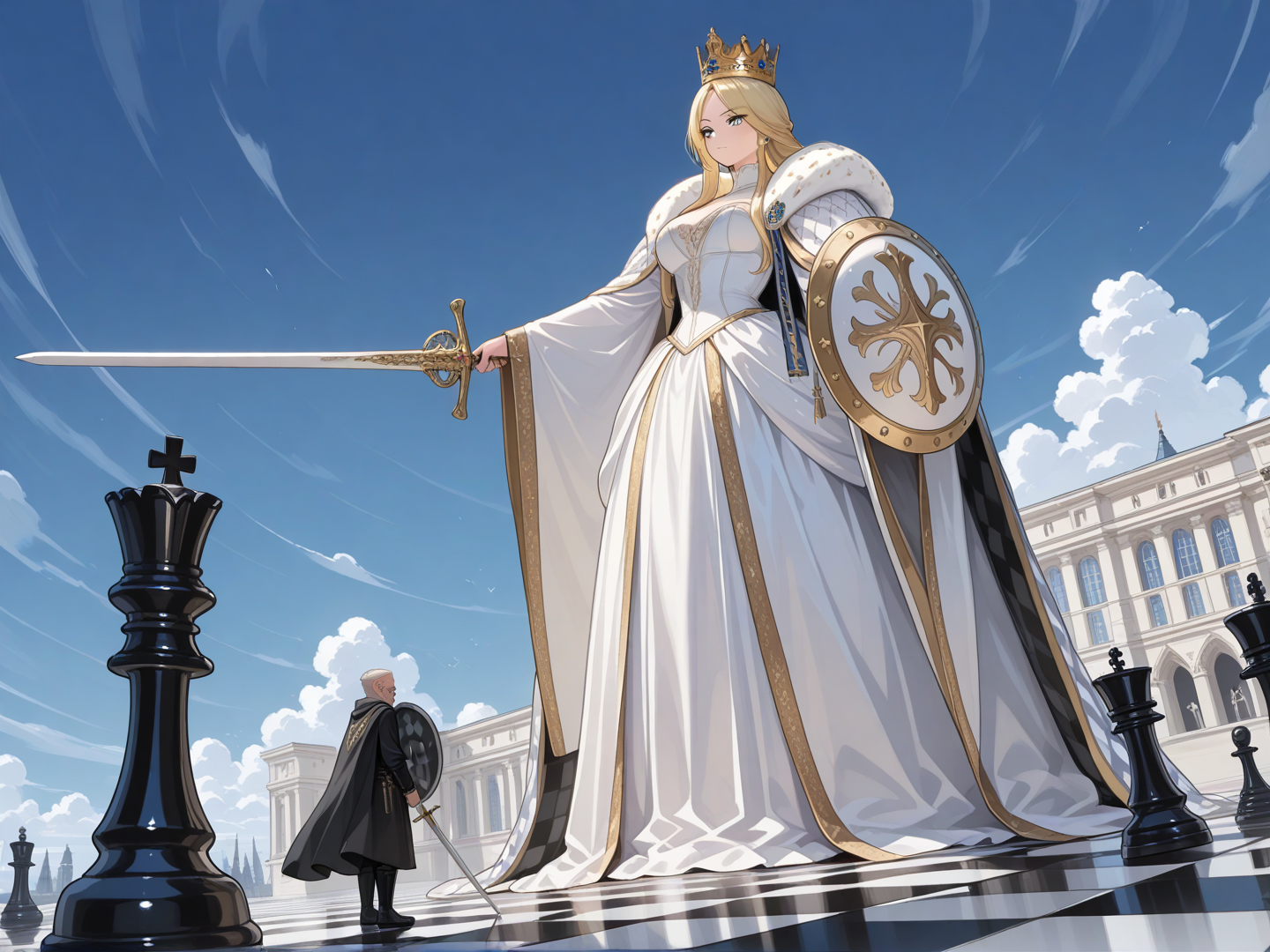 Black pawn vs Queen of white