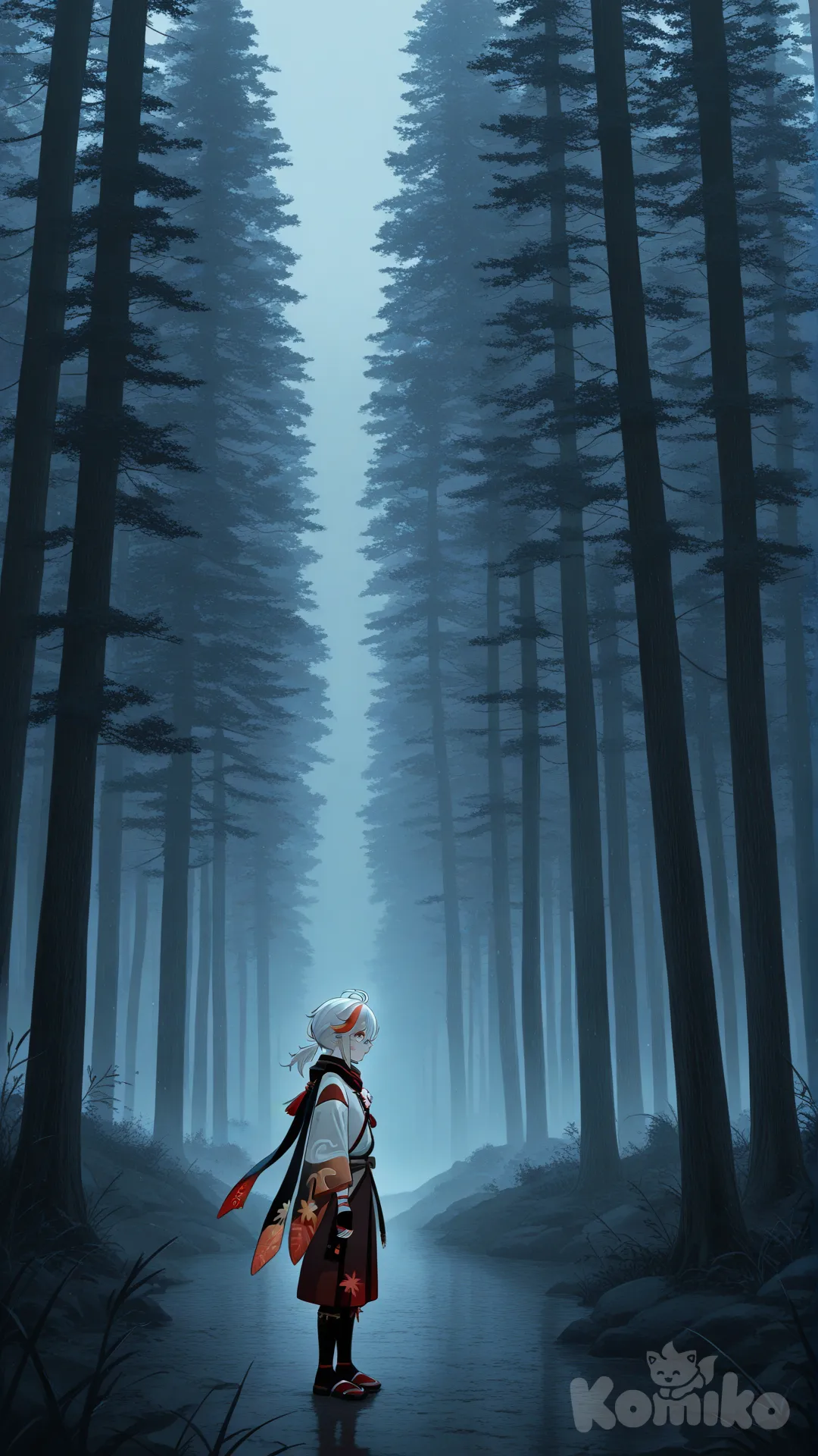 @Kaedehara_Kazuha ,adventure,Forest of Darkness, side profile photo