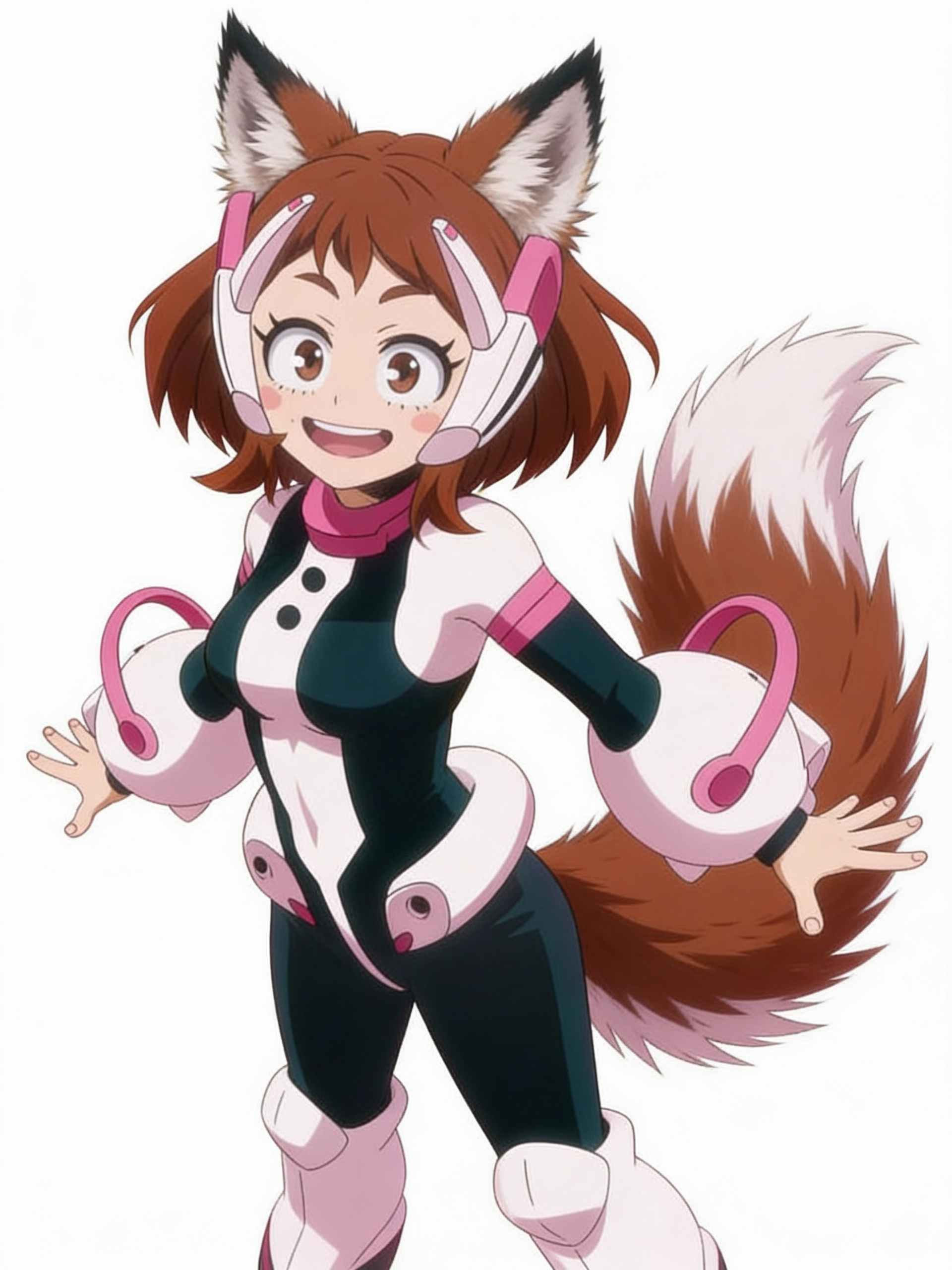 What If Ochaco Uraraka Had Wolf dog Ears And A Wolf dog Tail, anime-style, highly anime art