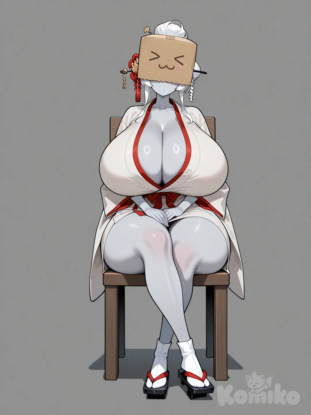 Box girl in a kimono