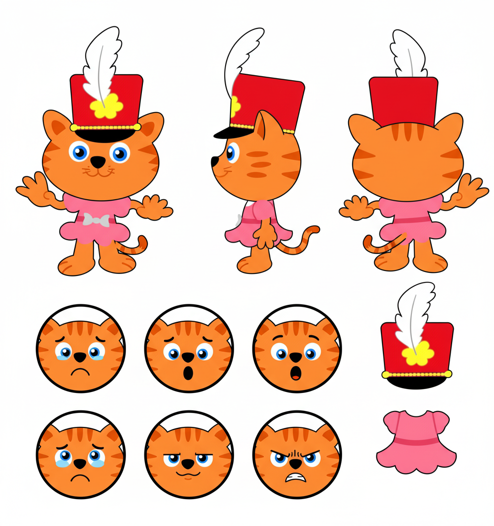 Cat wearing a Red marching band hat