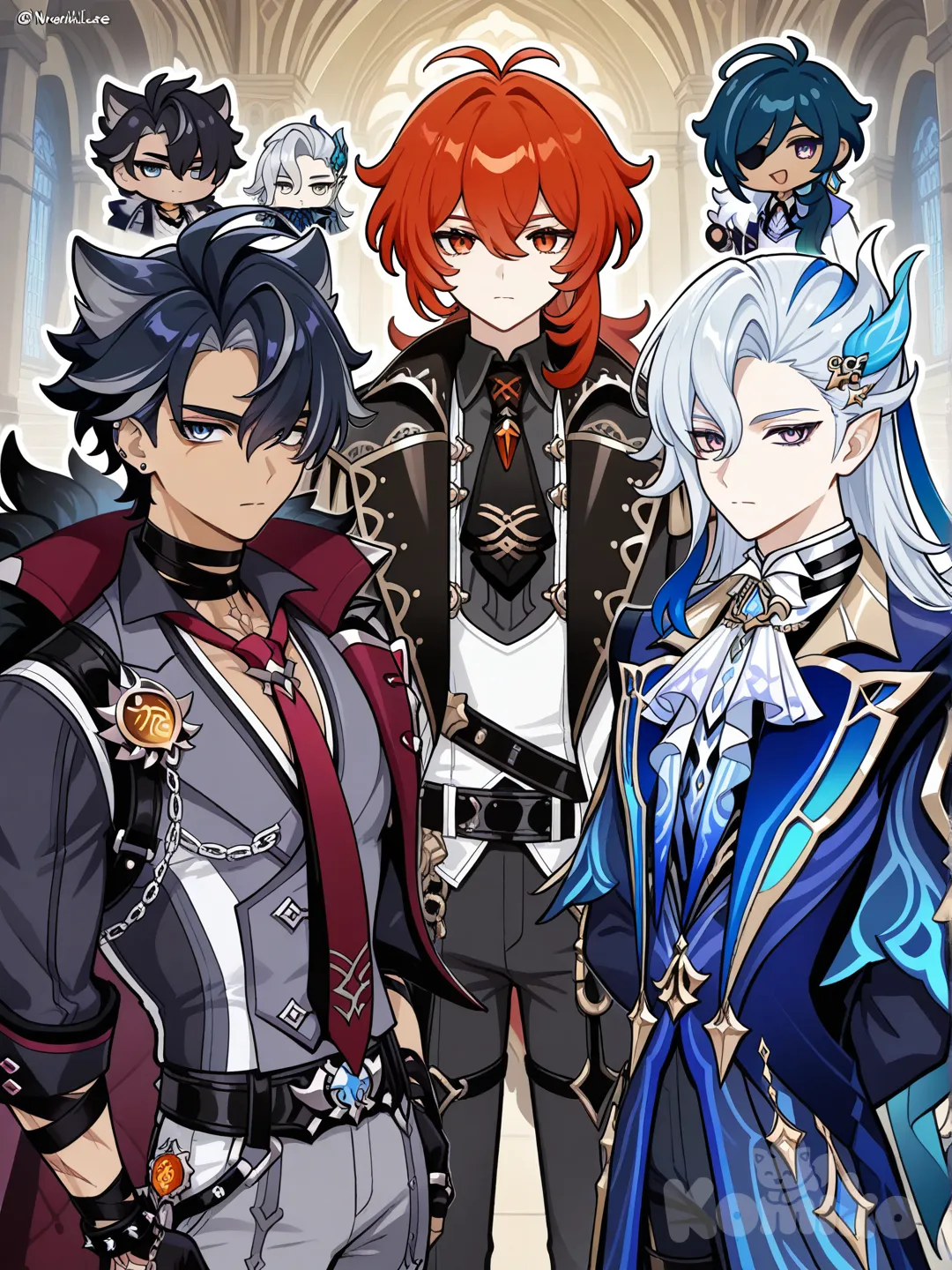 2boys, Diluc (Genshin Impact), Kaeya (Genshin Impact), Wriothesley (Genshin Impact), Neuvillette (Genshin Impact)