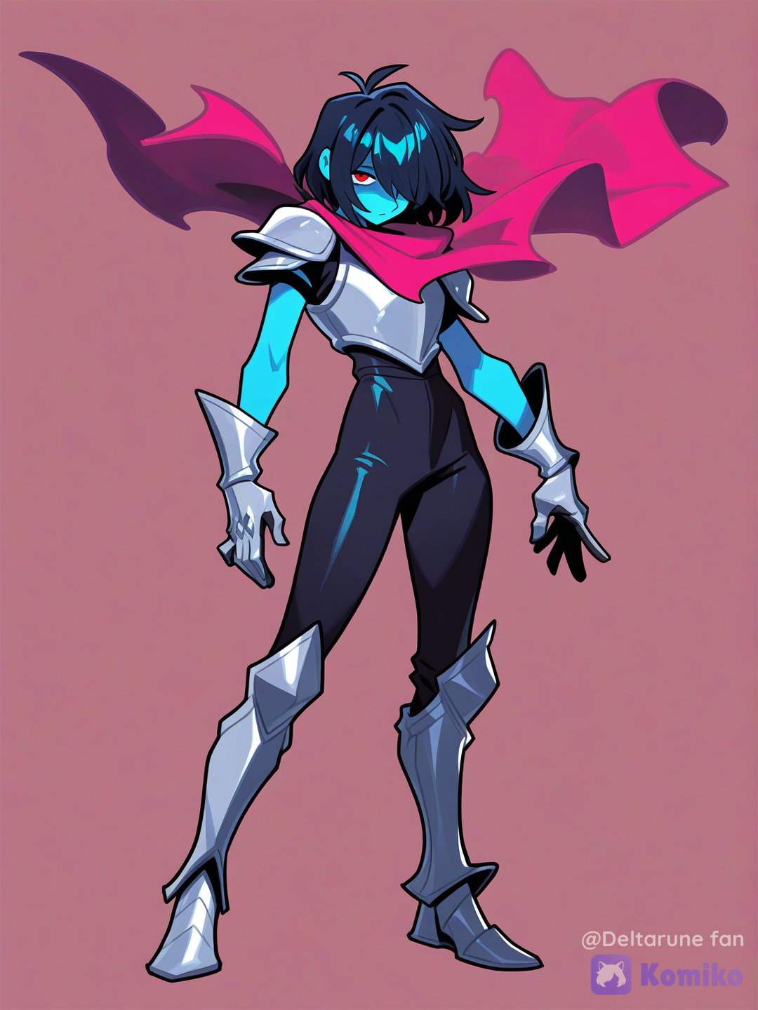 @kris-dark-world-form-JPhK, female, one concept art, stands straight, [layered-cel-anime-style]