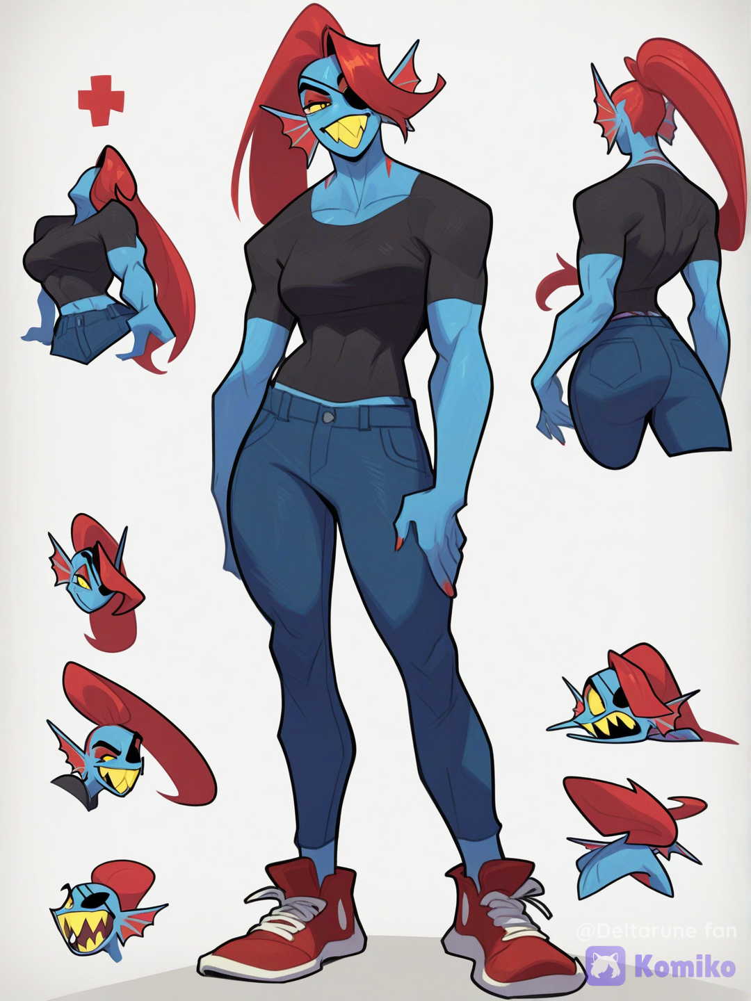 @undyne-kEQS, full body, one concept art, stands straight, white background, [layered-cel-anime-style]