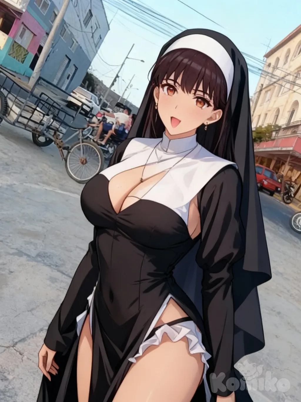 anime hentai style, traditional nun, sexually suggestive