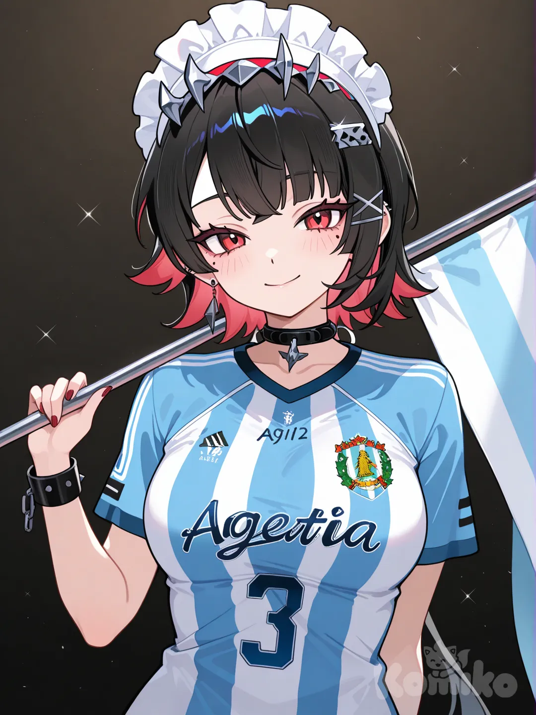 ellen joe, camisa de argentina con una bandera de navidad