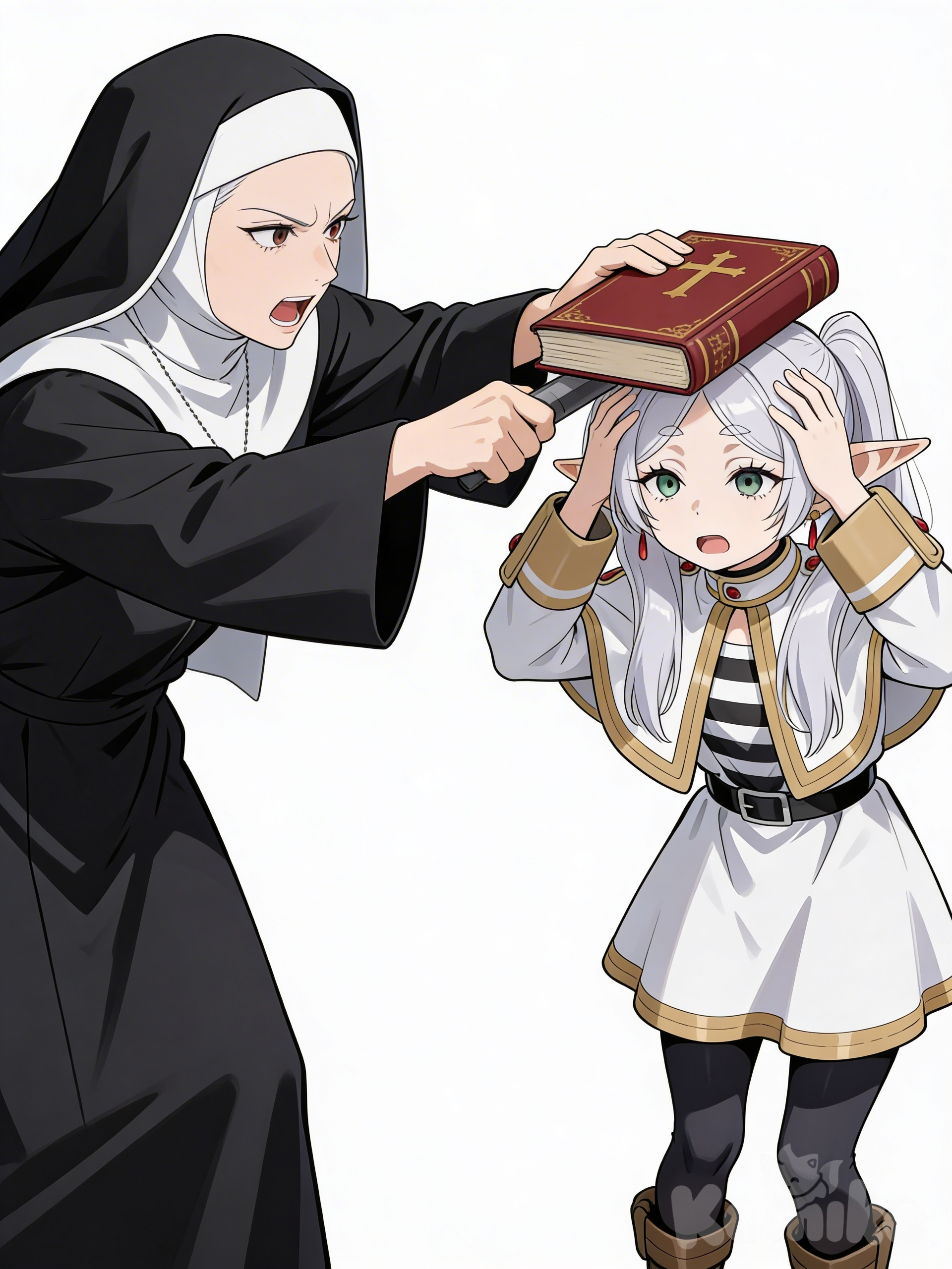 Monja regañando a Frieren 📖💥
