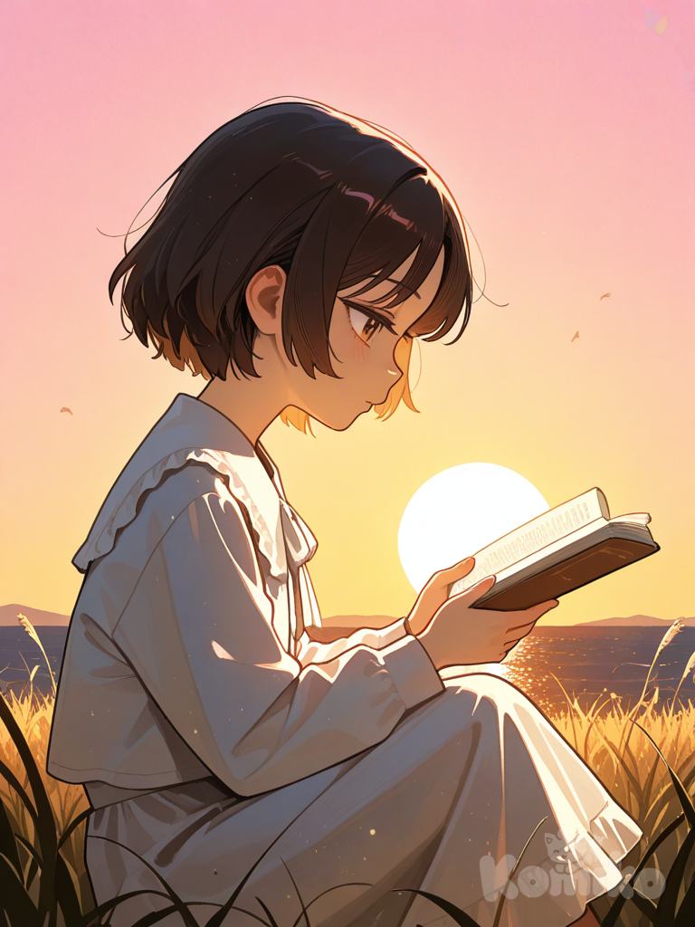 Atardecer lector en la colina ♡