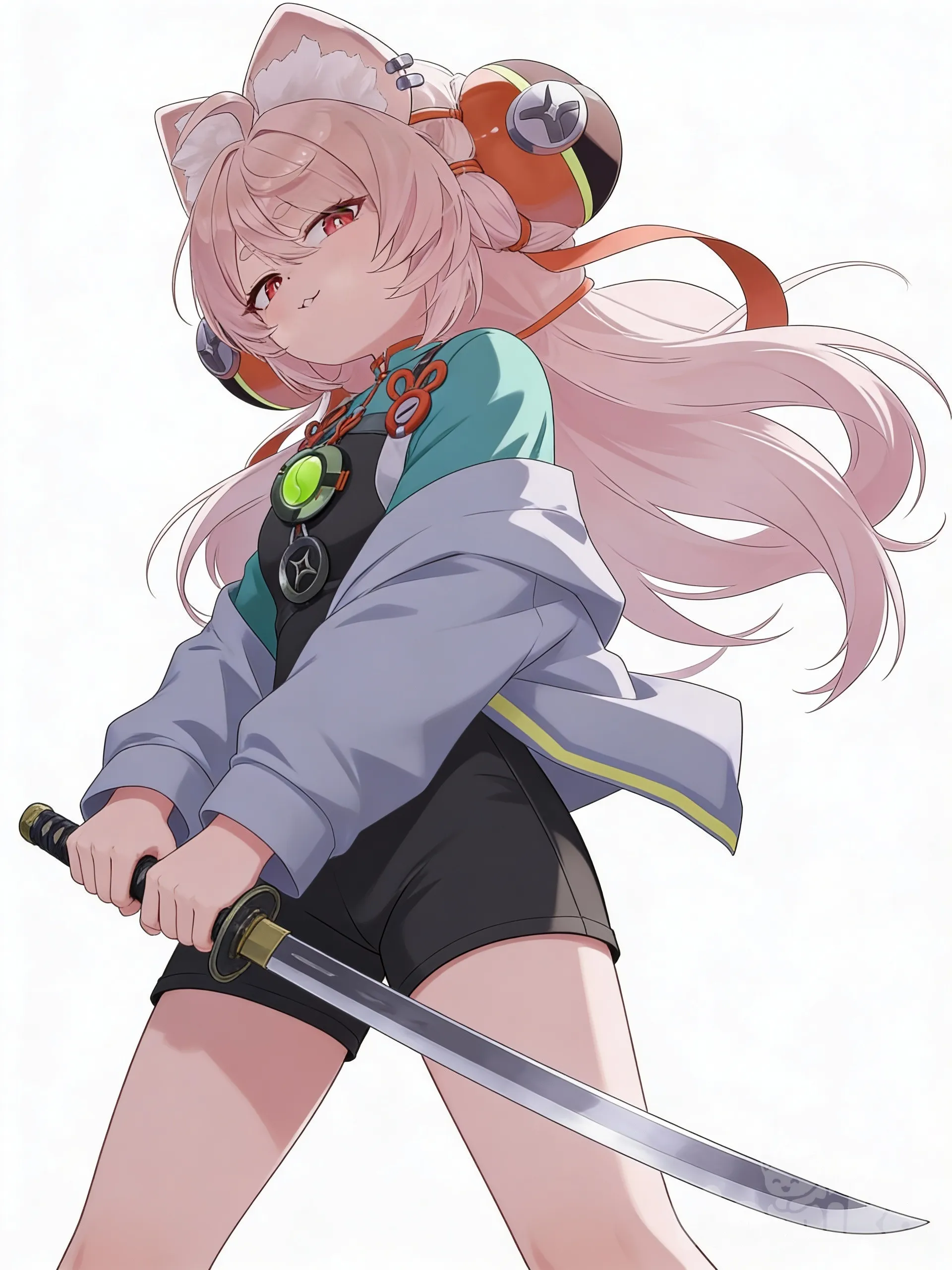 @zhao-0Zye, 1girl, holding sword, full body, looking away