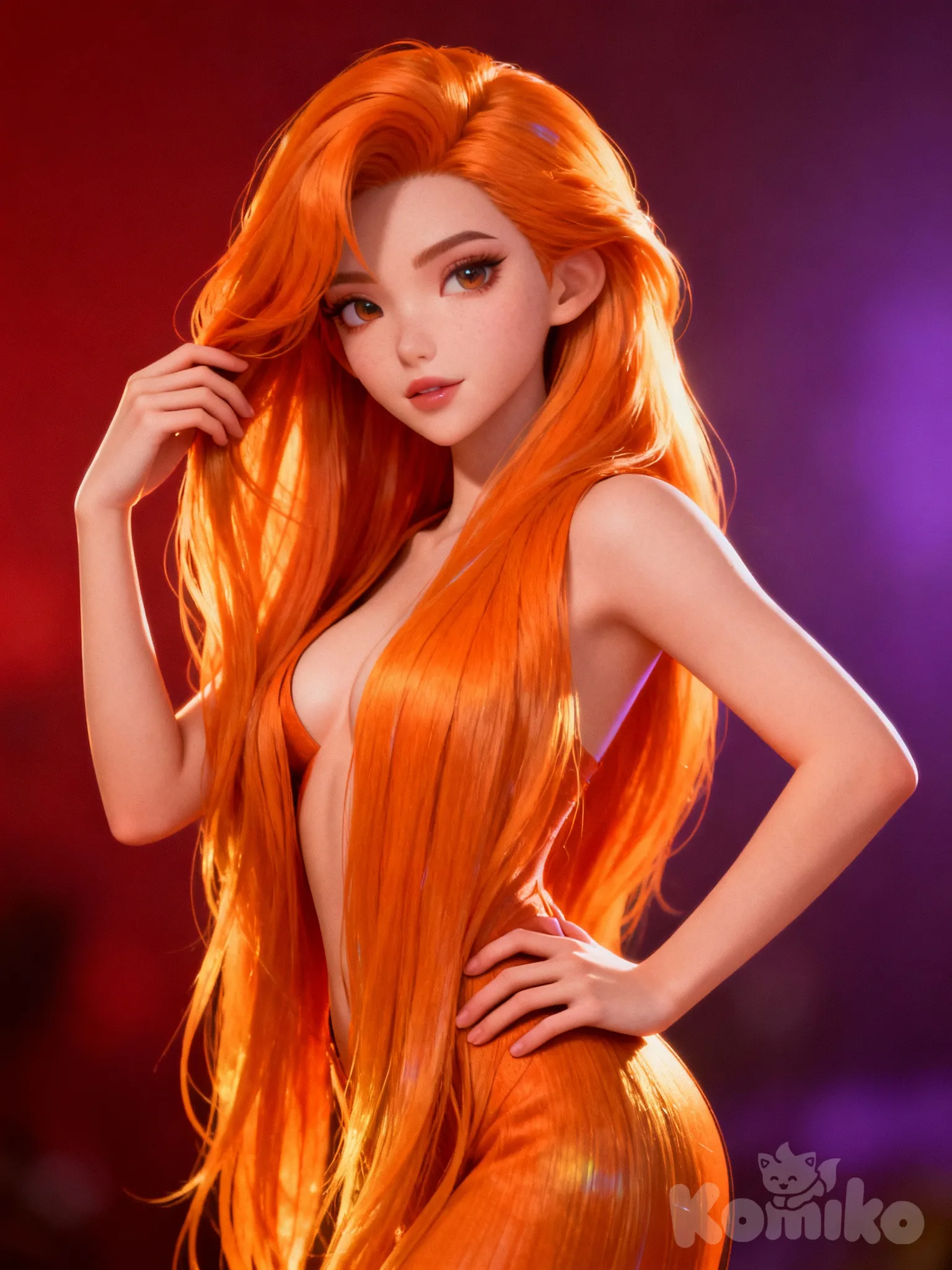 Recolor character with orange hair, seductive pose