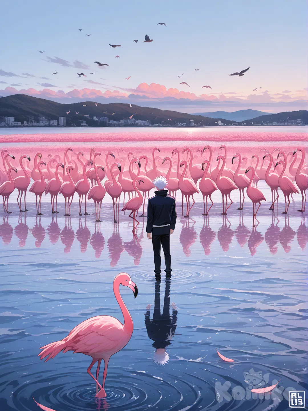 @Gojou_Satoru 
The beak of the beautiful pink flamingo is black.