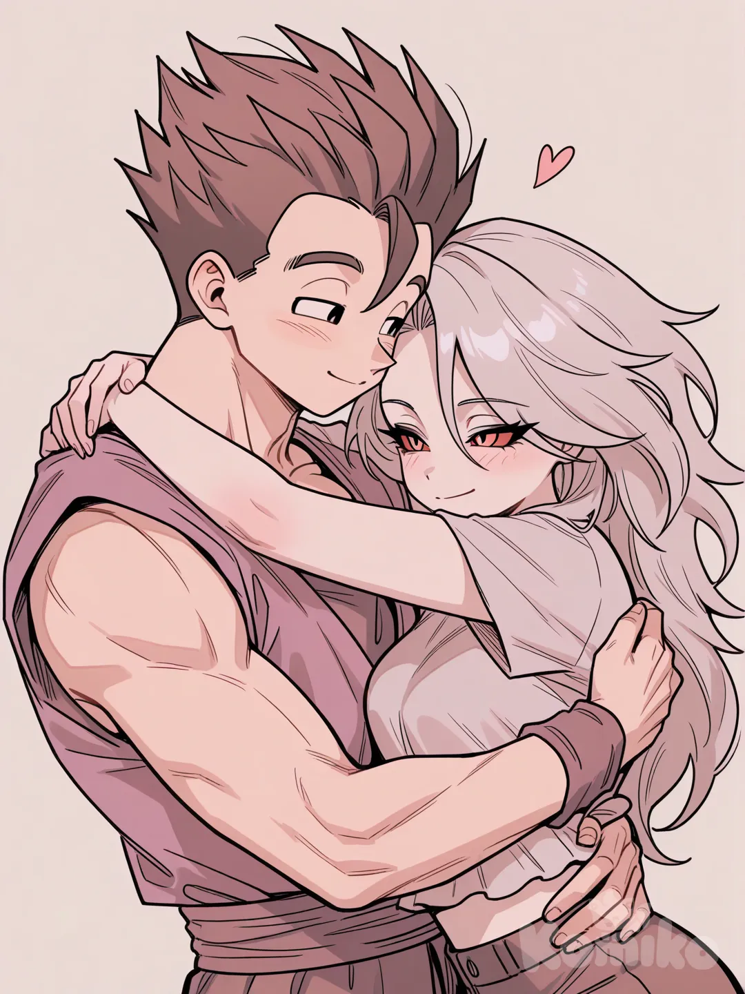 Son Gohan abrazando a loona