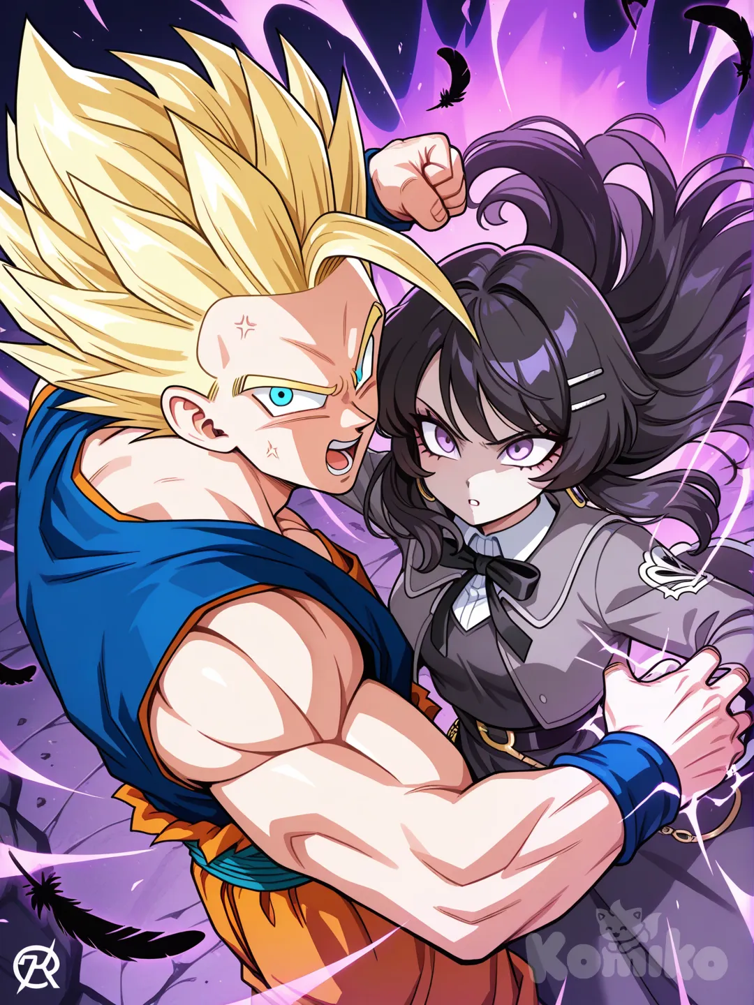 Son Gohan super sayayin 2 protegiendo a octavia de andrealpheus