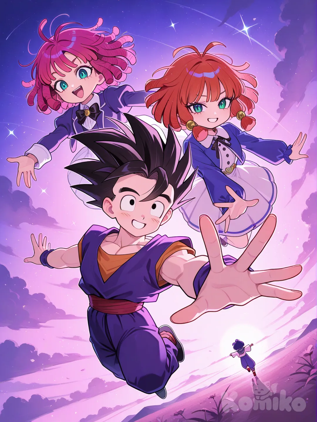 Son Gohan ayudando a pomni y ragatha.