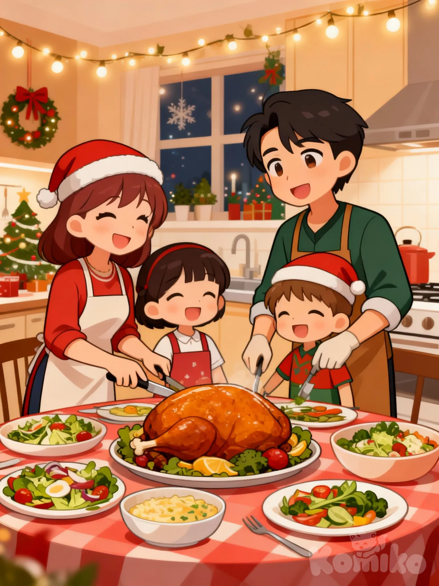 Preparando la cena navideña.