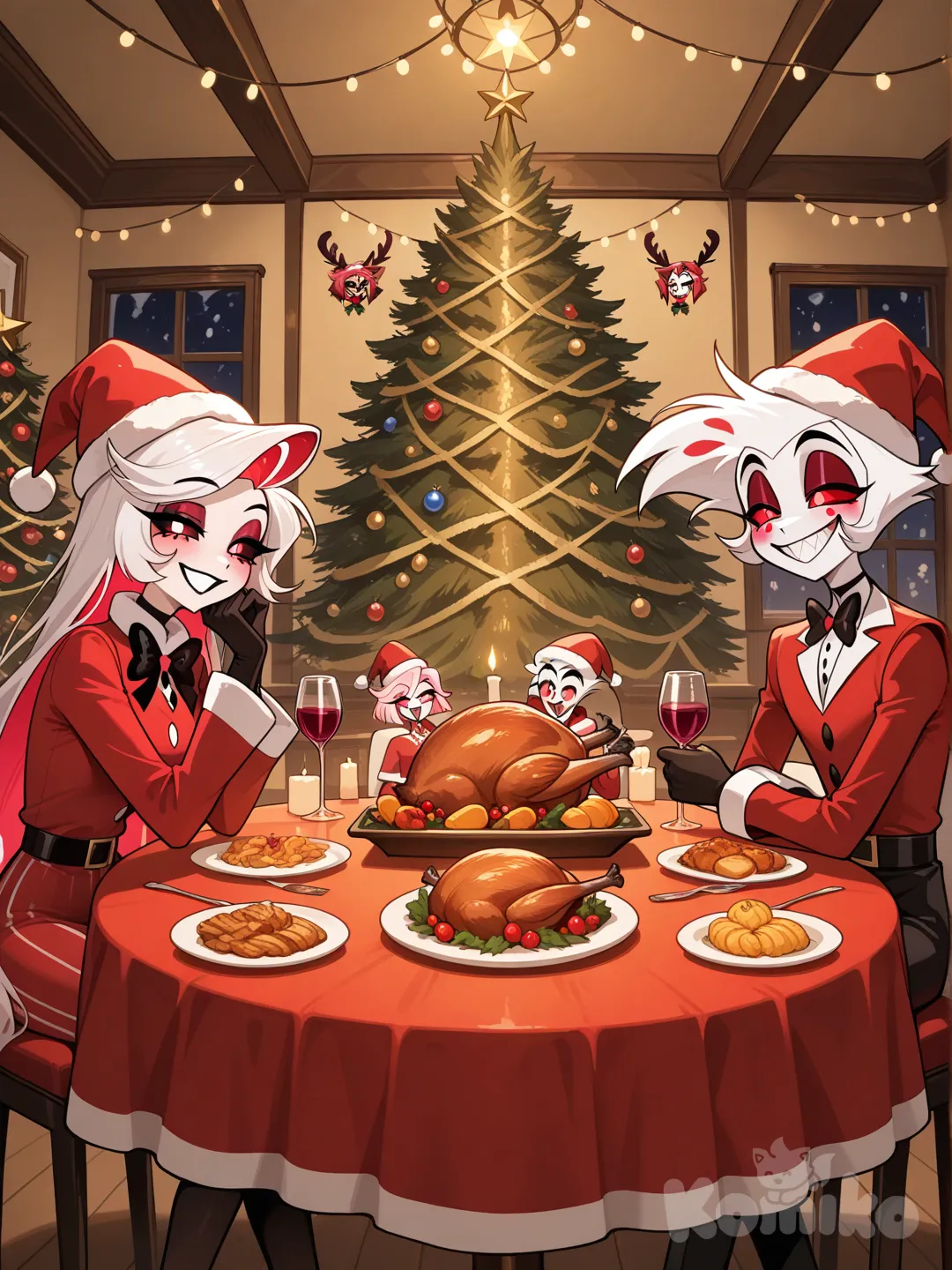 Una cena navideña con Charlie y Gohan en el happy hotel (Versión 2)