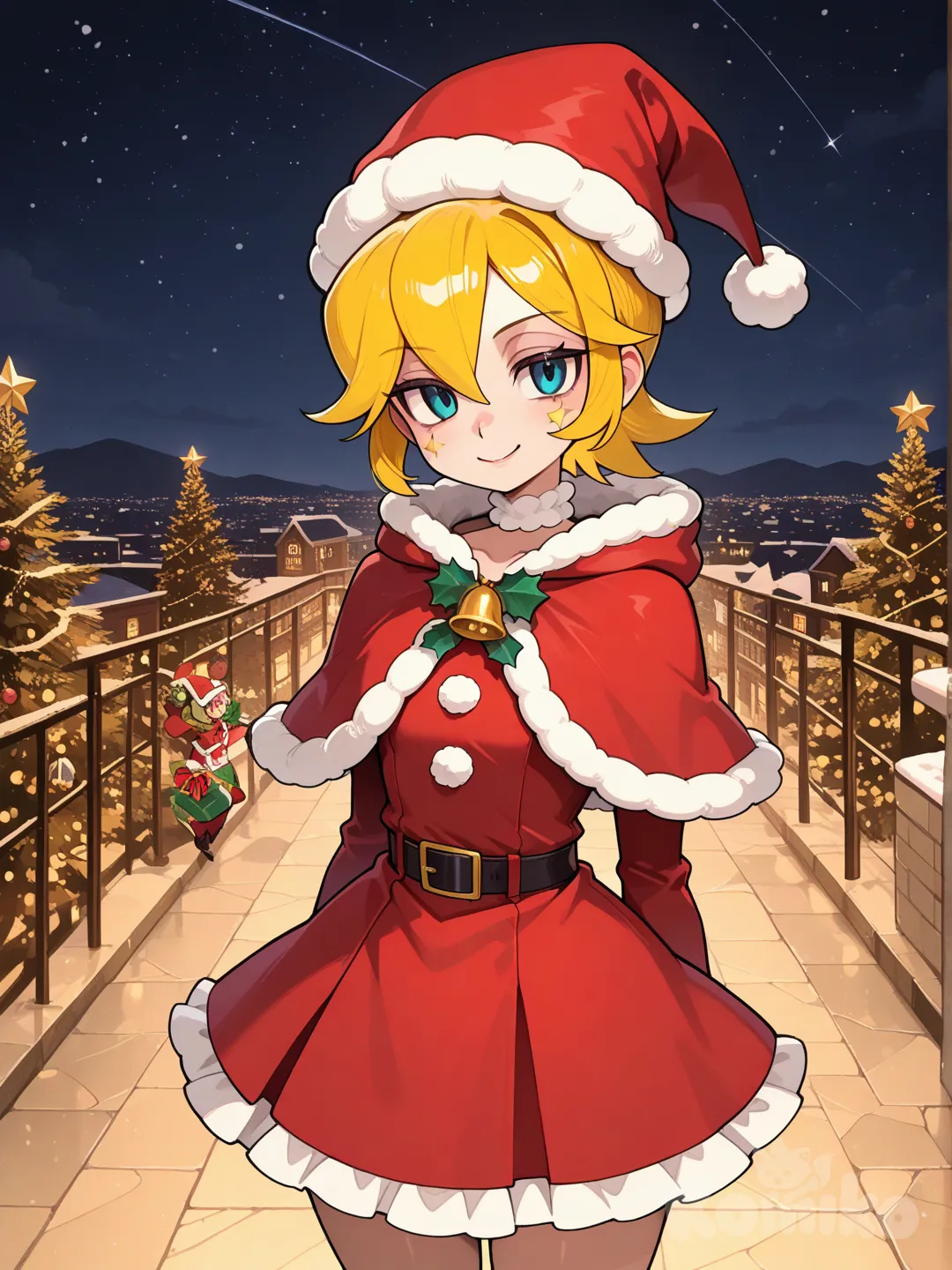 Annie (Skullgirls) en ropa navideña.