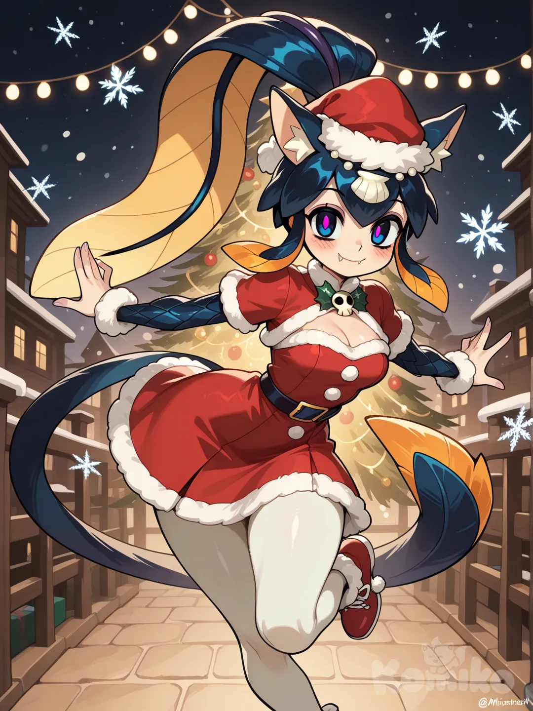 Minette (Skullgirls) en ropa navideña