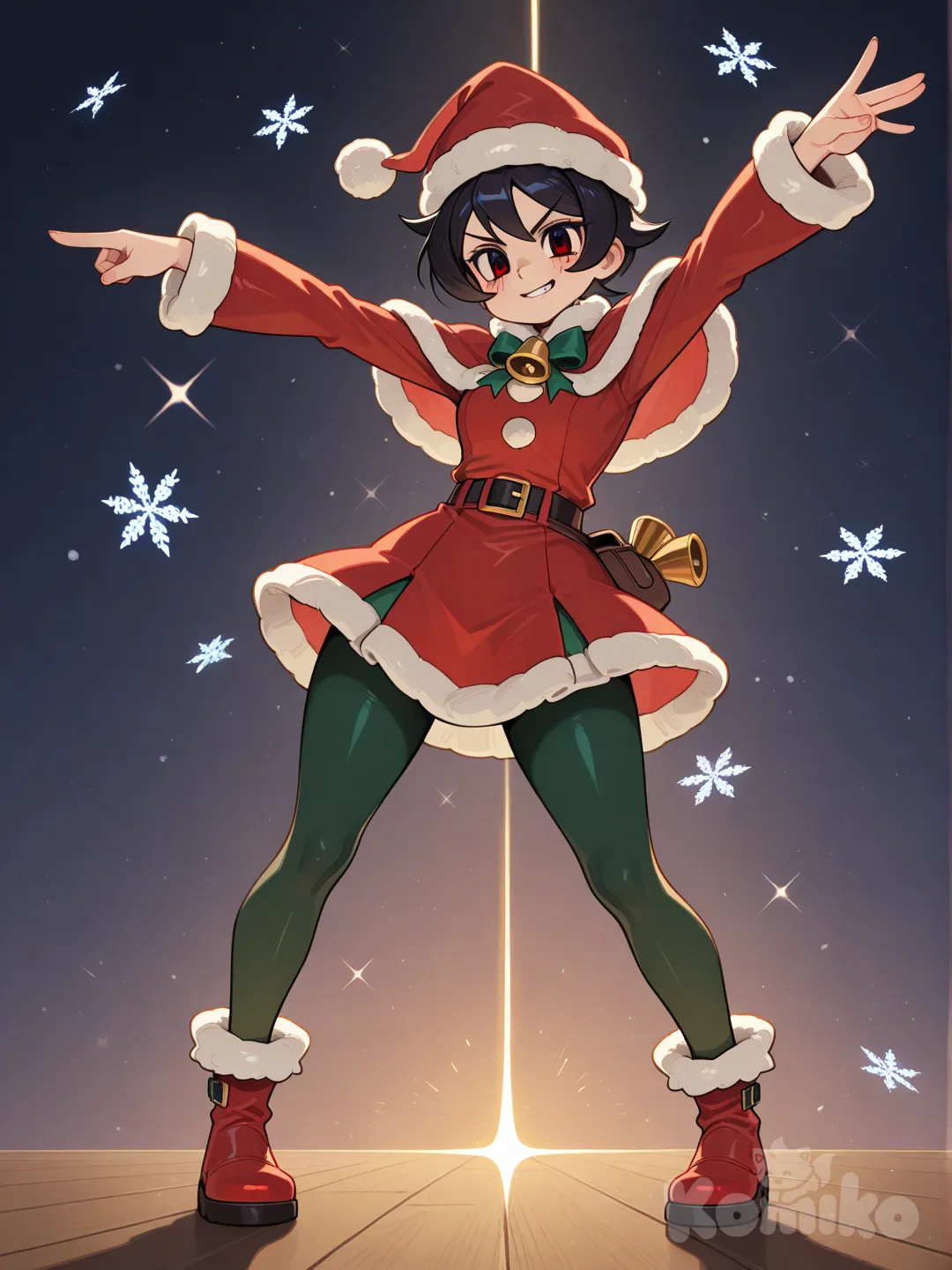 Feng (Skullgirls) en ropa navideña