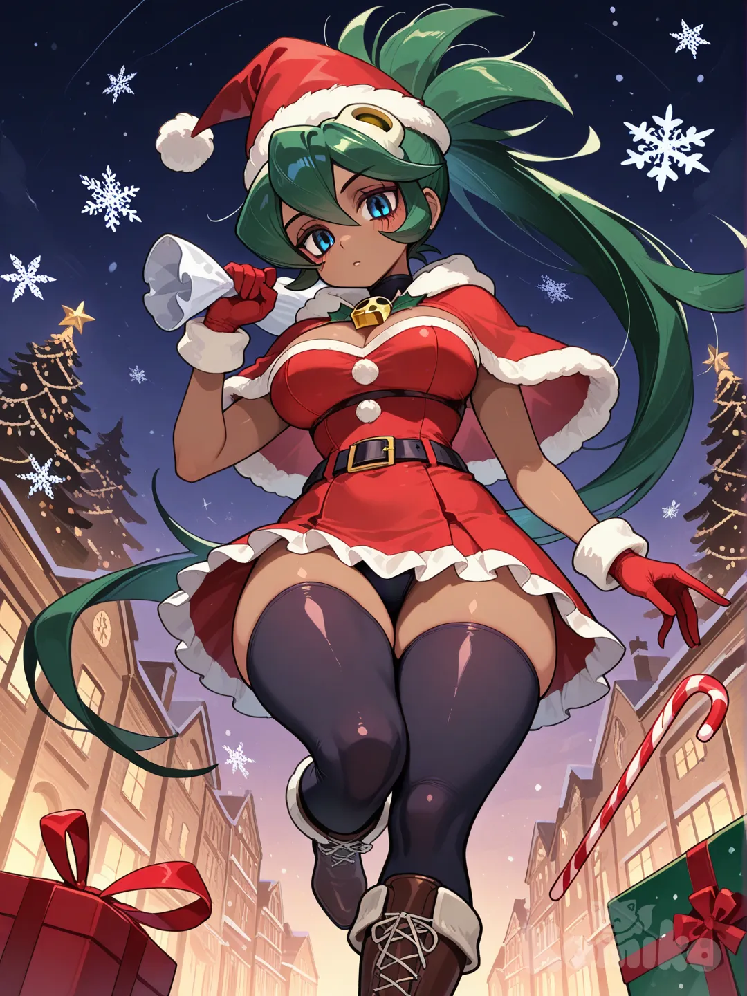 Fukua (Skullgirls) en ropa navideña