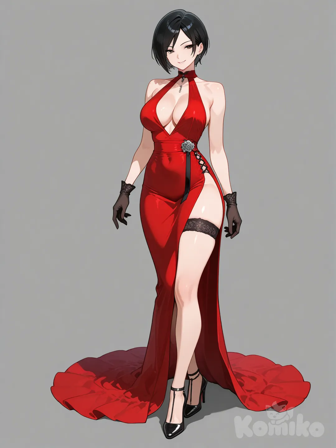 ada wong con vestido rojo
