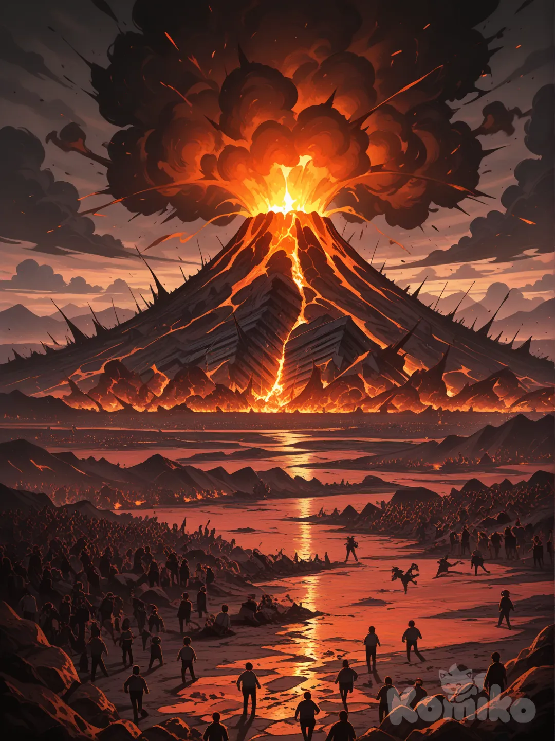 Un volcán en plena erupción