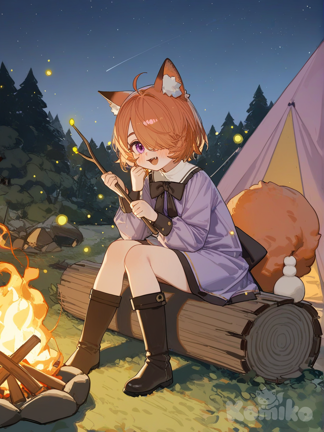  camping in the woods