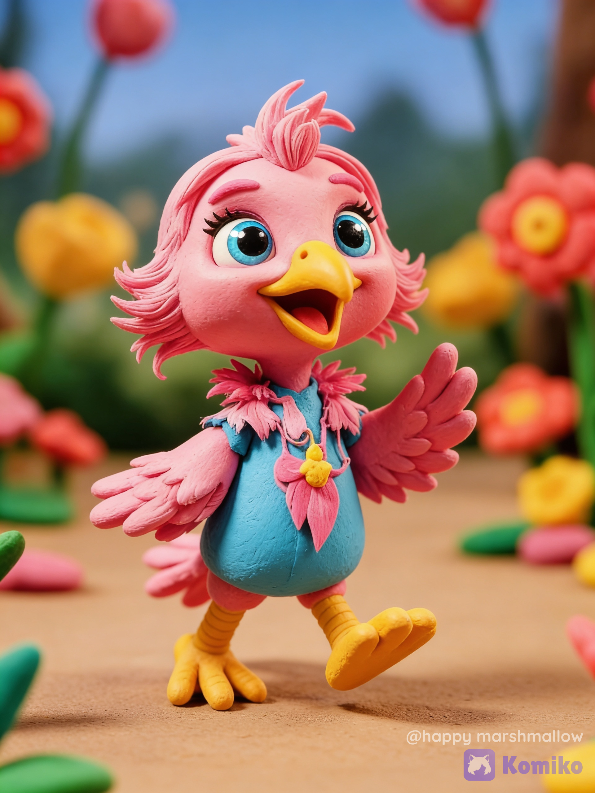 Jill the little girl pink bird sing a song 