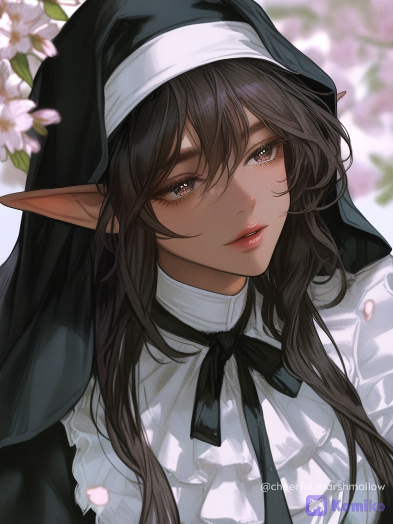 [semi-realistic-portrait-style], @lillim-jnWq, dancing, victorian blouse, medium long shot, glowing particles, cherry blossom path