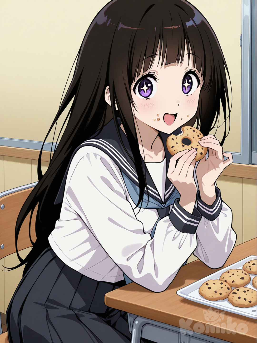 Chitanda Eru eat cookie