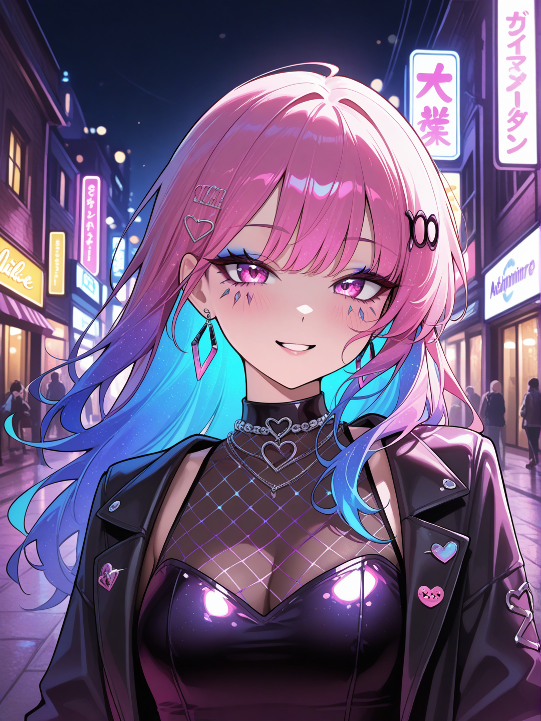 Alluring Neon-City Muse