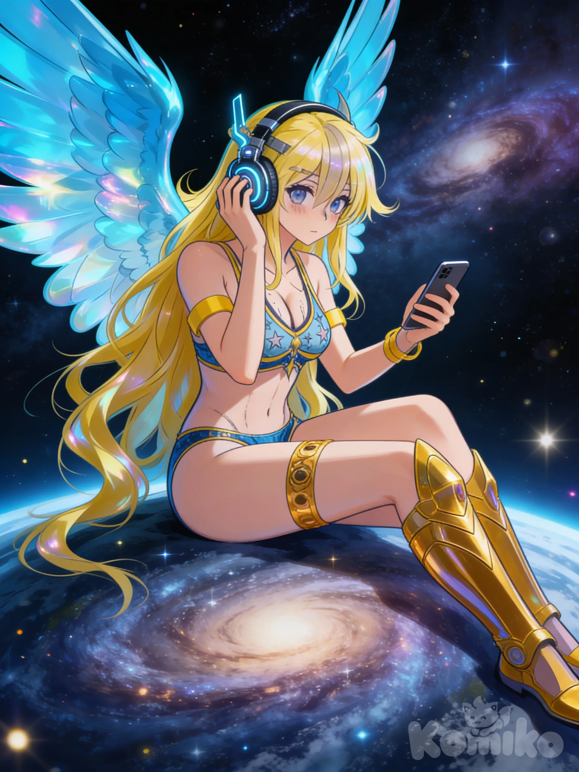 Sena.K "la diosa despreocupada" sentada escuchando algo de musica