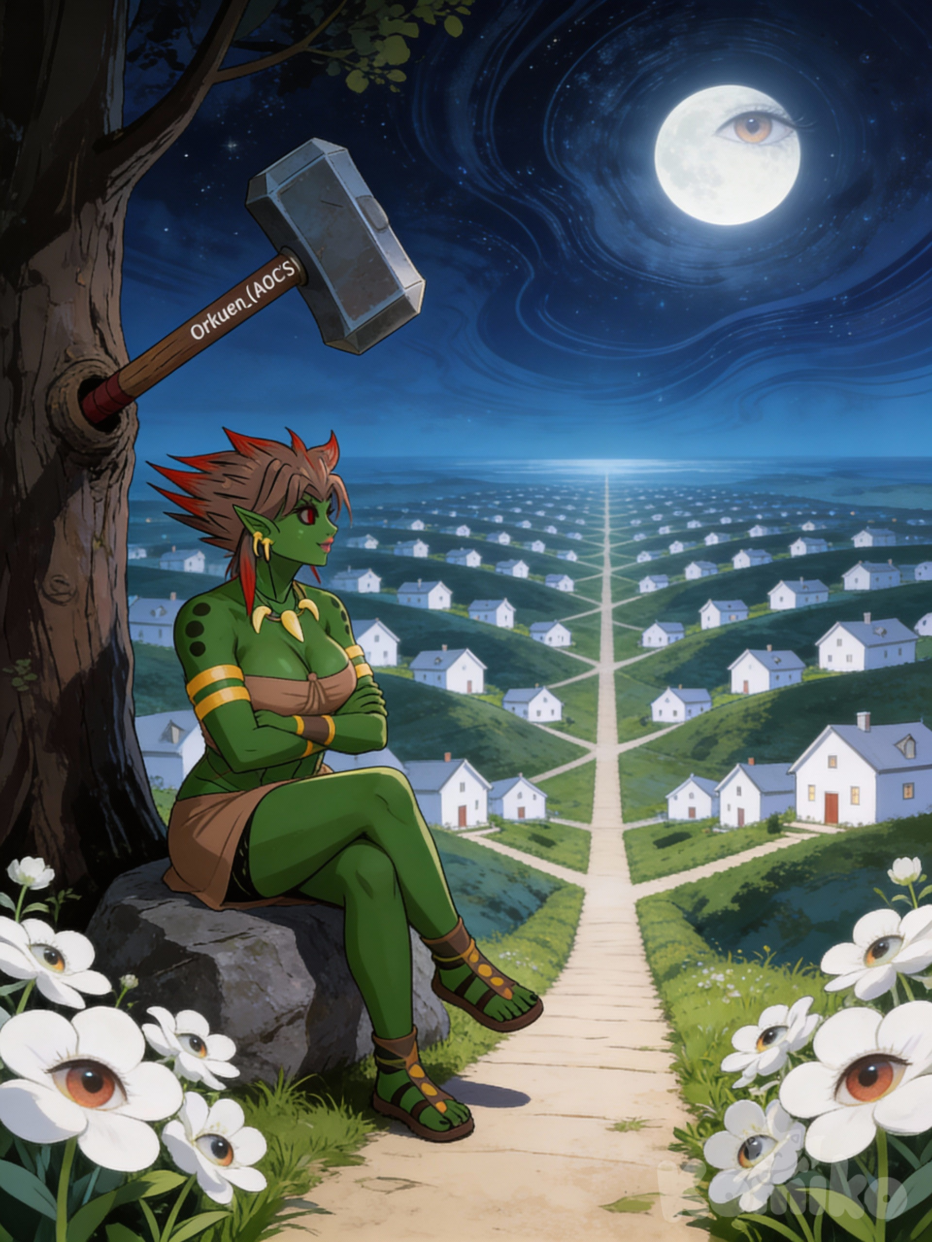 I see the night falling silently.