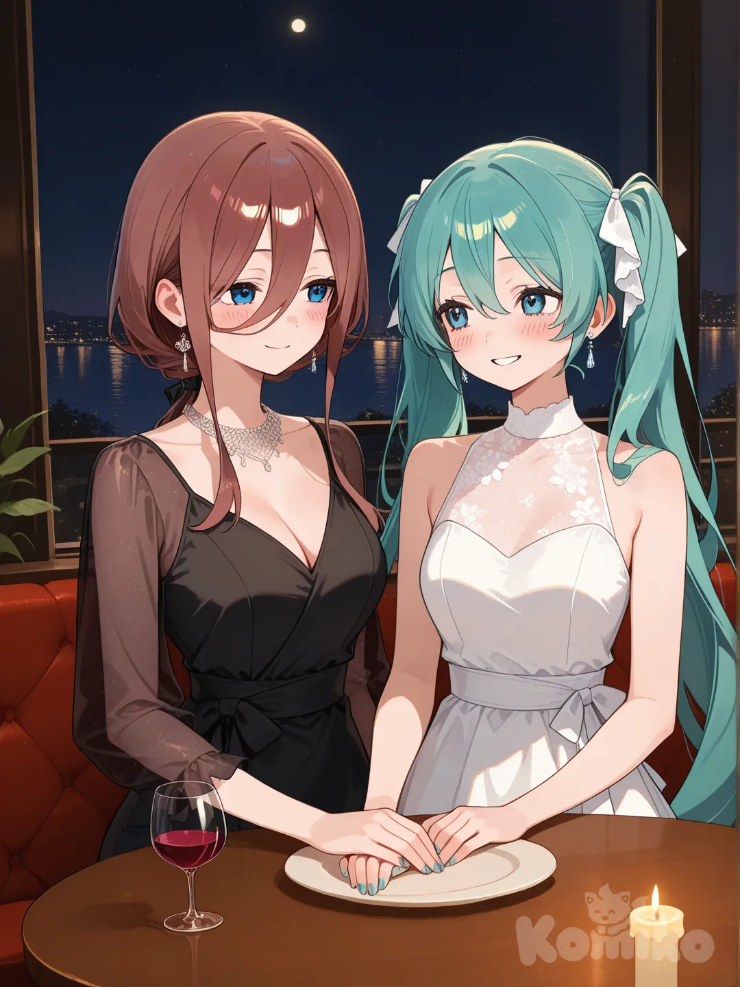 Miku nakano teniendo una cita con hatsune miku