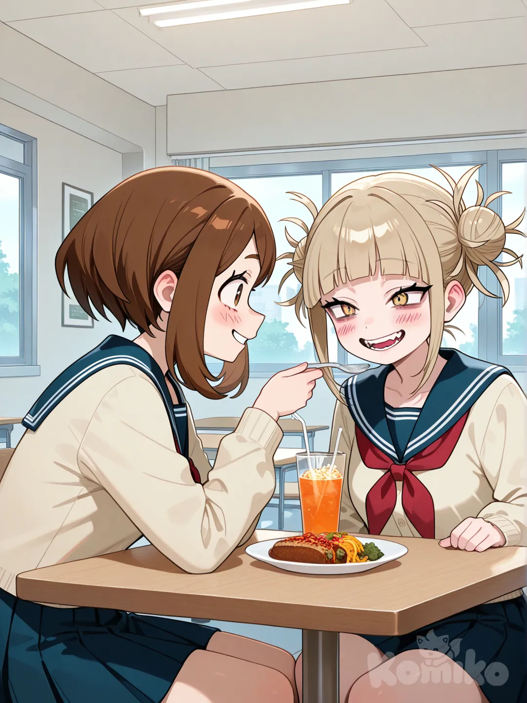 Toga y ochaco cafeteria