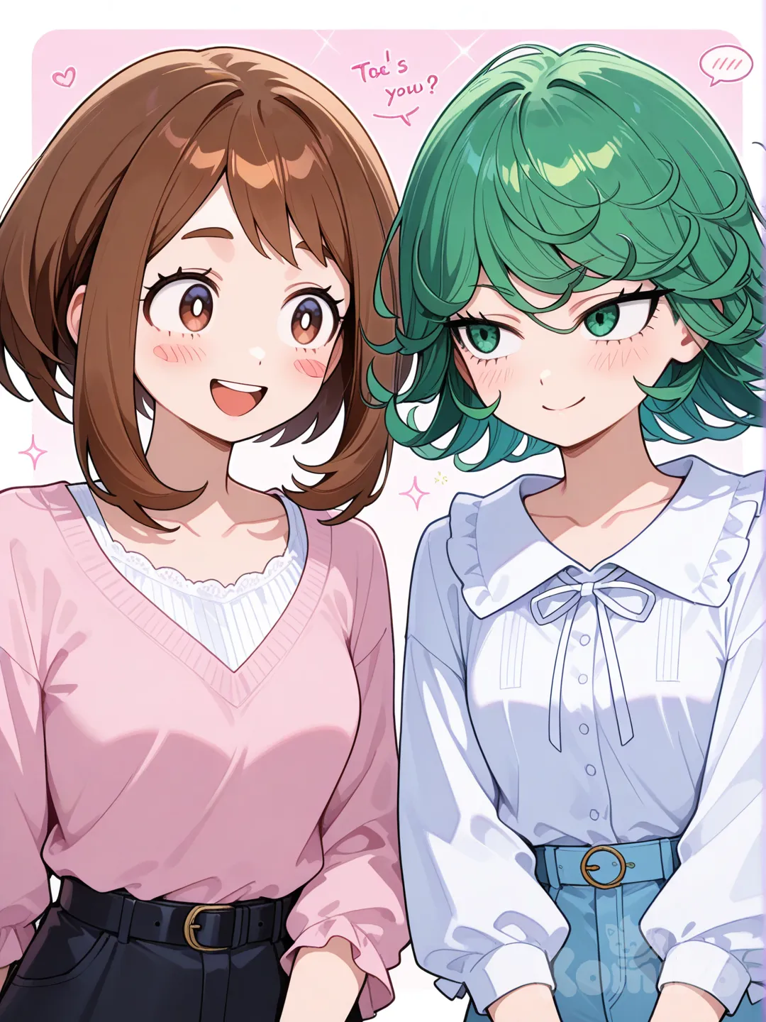 Tatsumaki y uraraka charlando