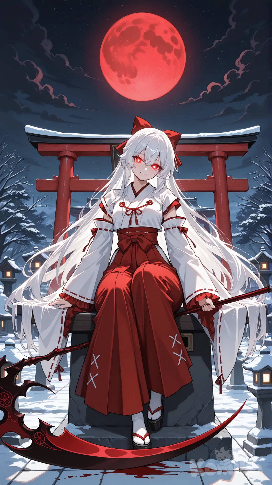 @serin-FSau ใส่ชุดมิโกะ พื้นหลังเป็นศาลเจ้า