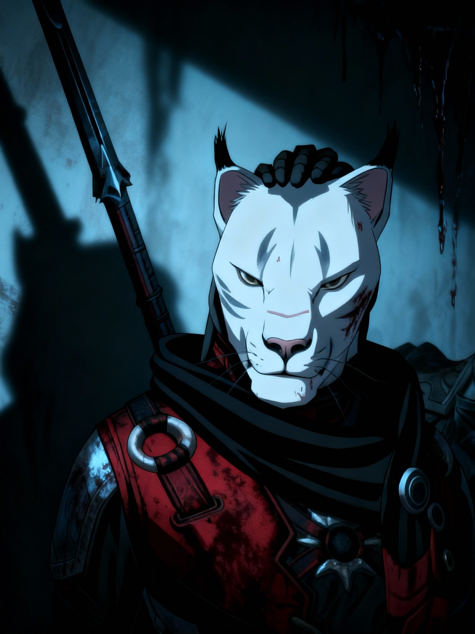 @kaz-cQjN looking menacing, horror, portrait, cinematic lighting, dreadlocks, ambient