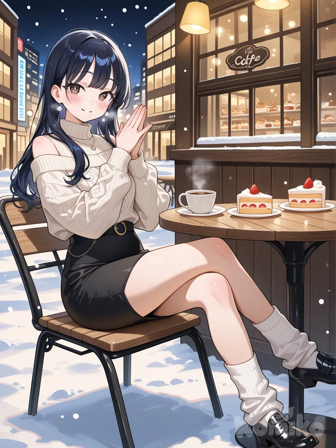 Yamada anna sitting at cafe