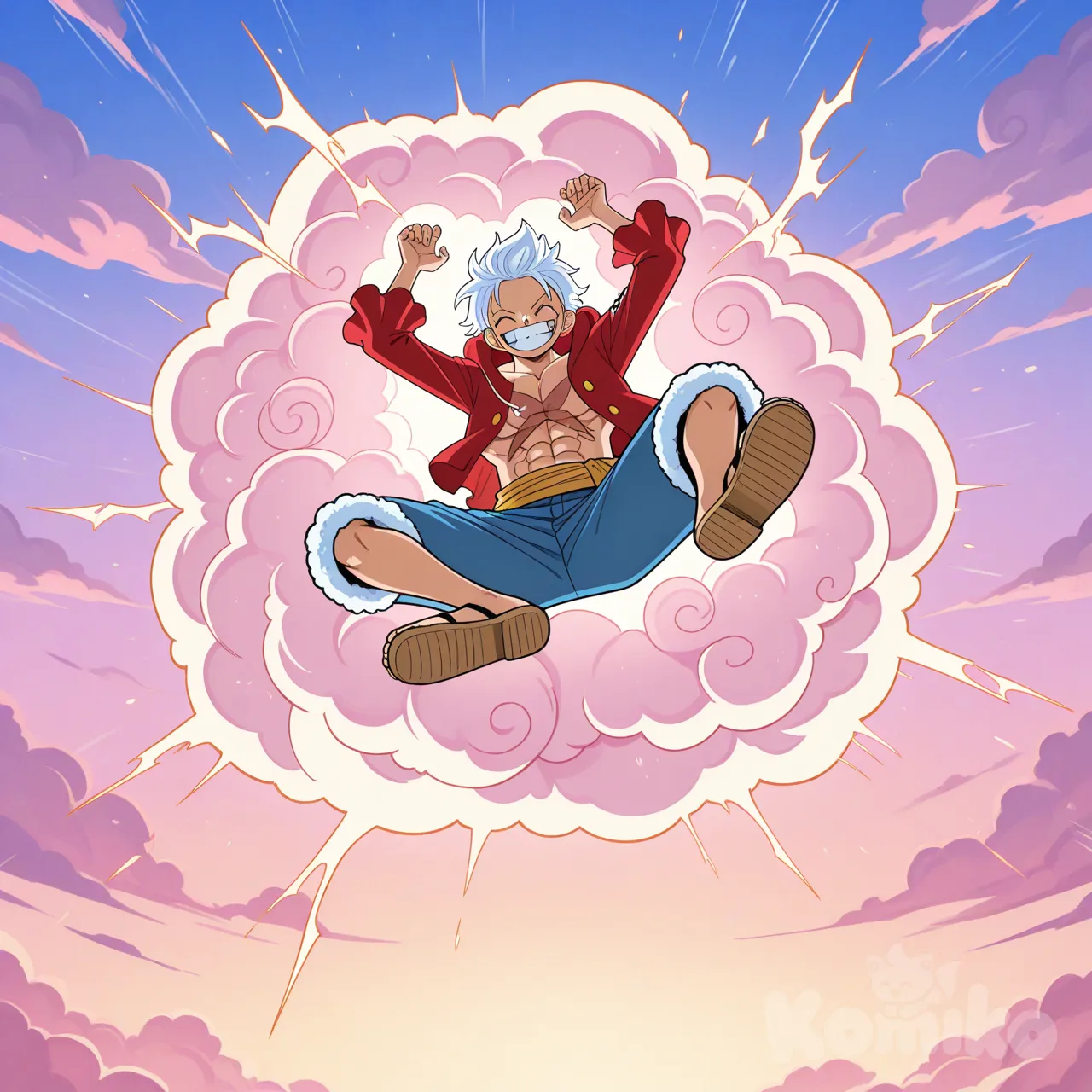 Luffy Coming Down From A Cloud