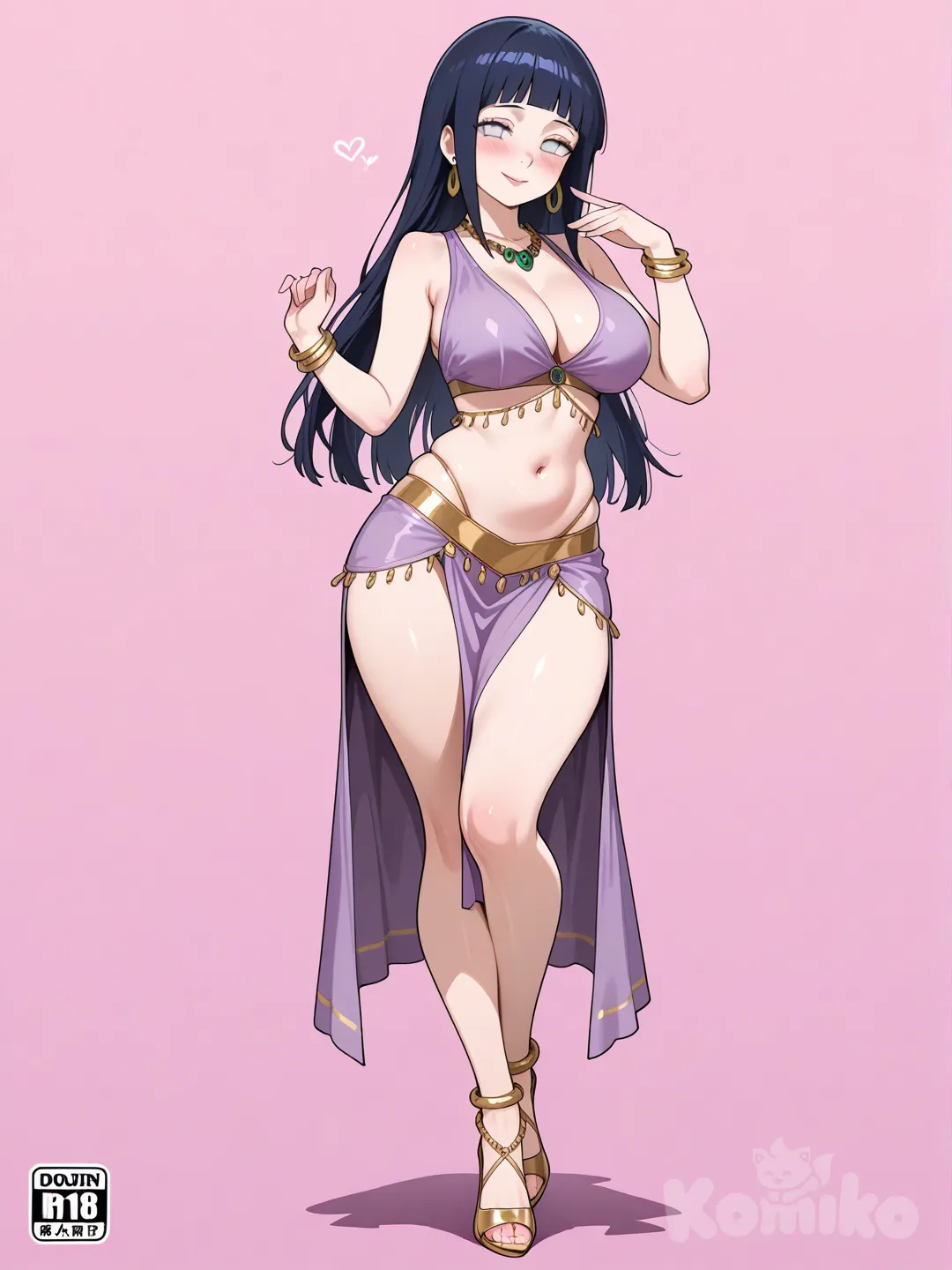 Hentai, hyuuga hinata, belly dancer, short dress, high heels, makeup, jewelry, sexy pose